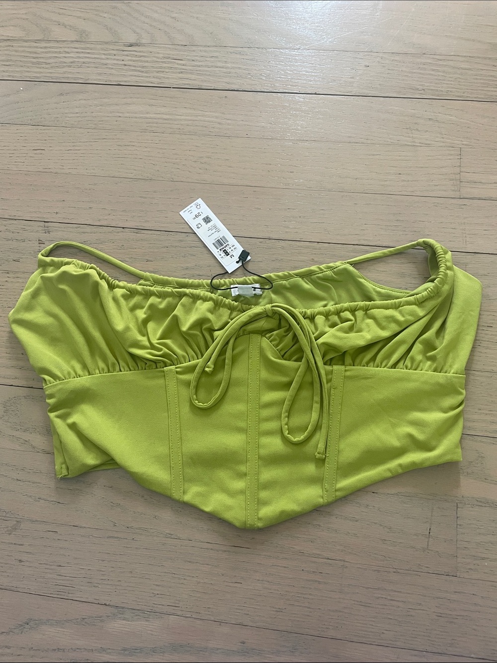 Garage Neon Lime Corset-Style Bustier Top